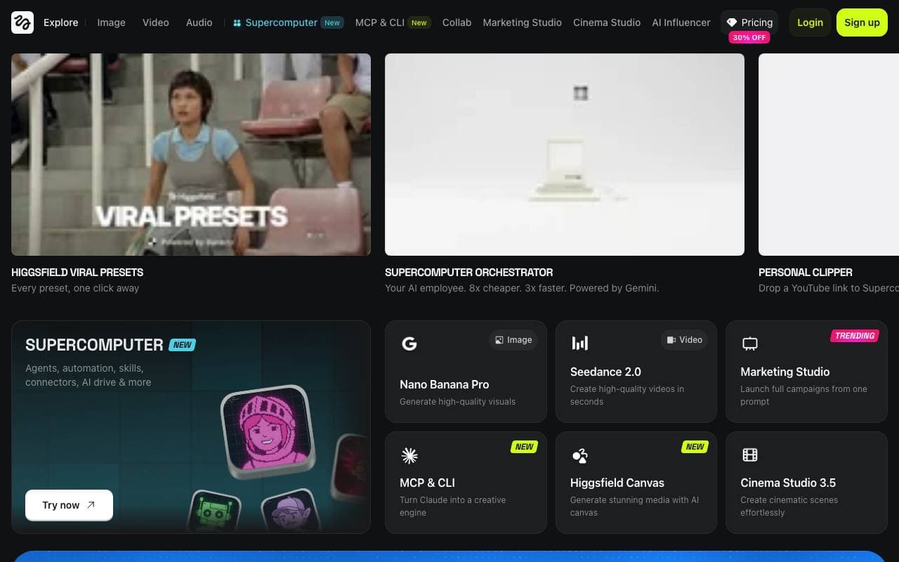 Higgsfield AI interface preview