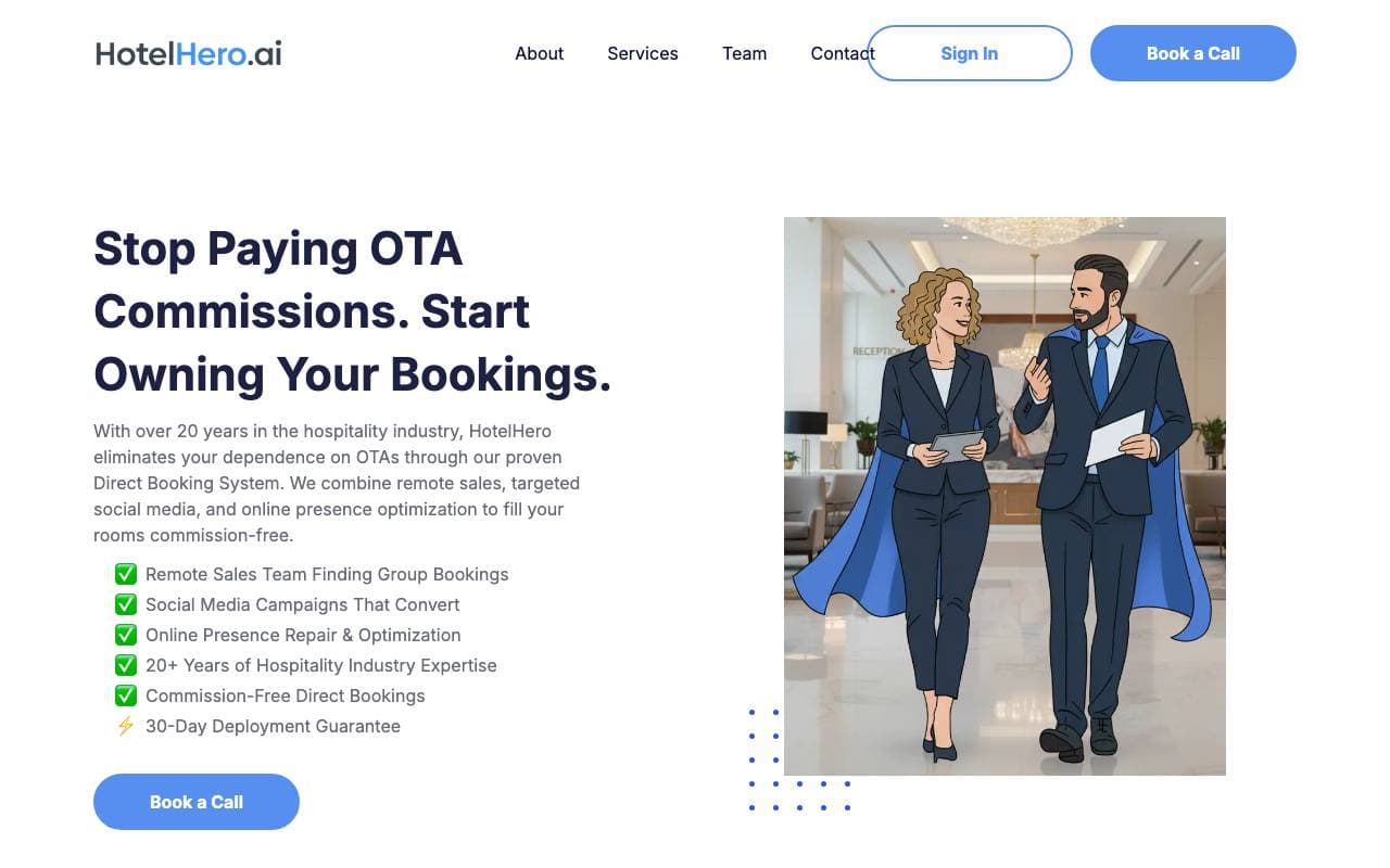 HotelHero.ai interface preview