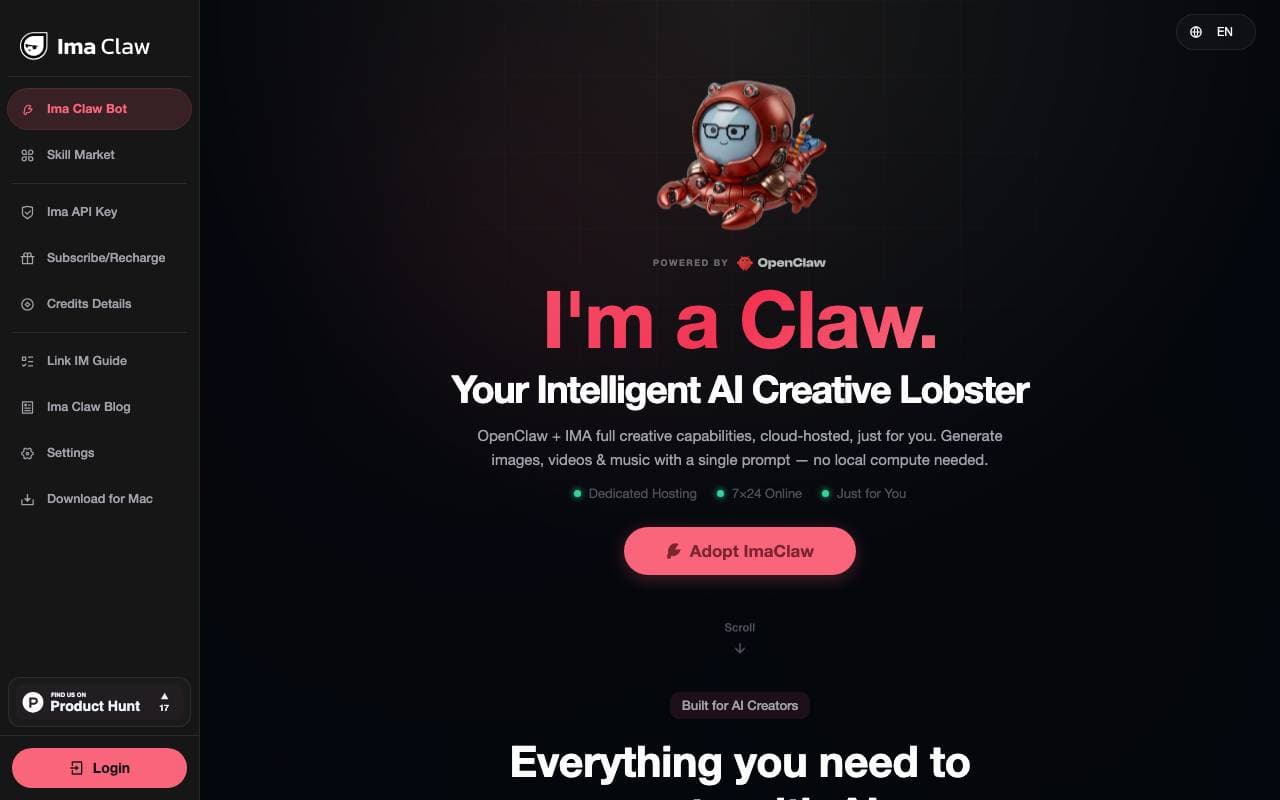 Ima Claw interface preview