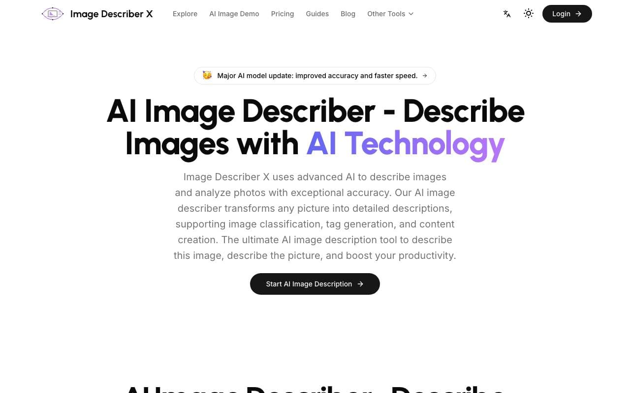 Image Describer X interface preview