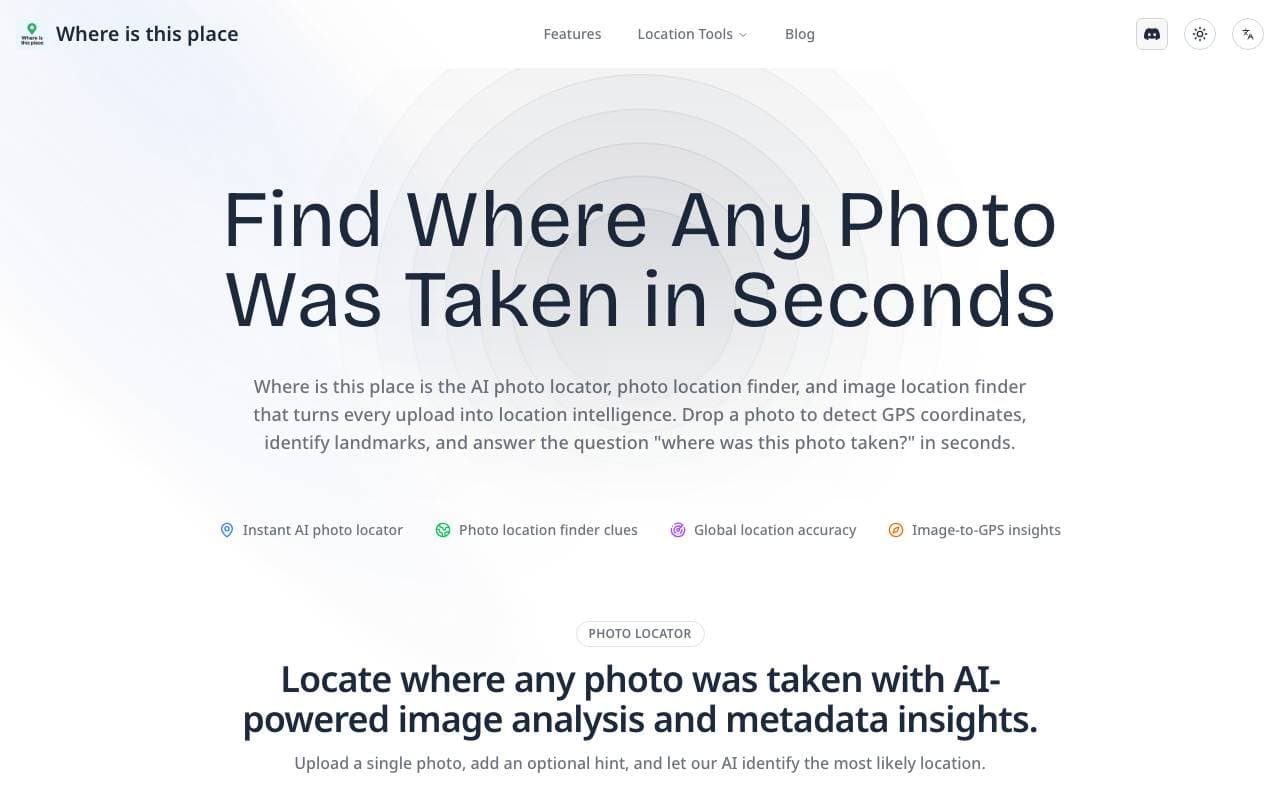 Image Location finder interface preview