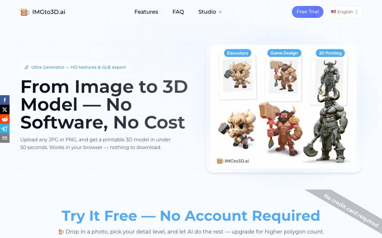 Image to 3D AI interface preview