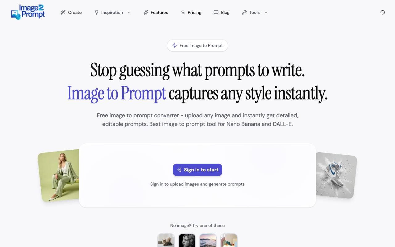 Image2Prompt interface preview