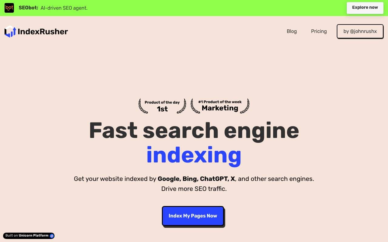 IndexRusher interface preview