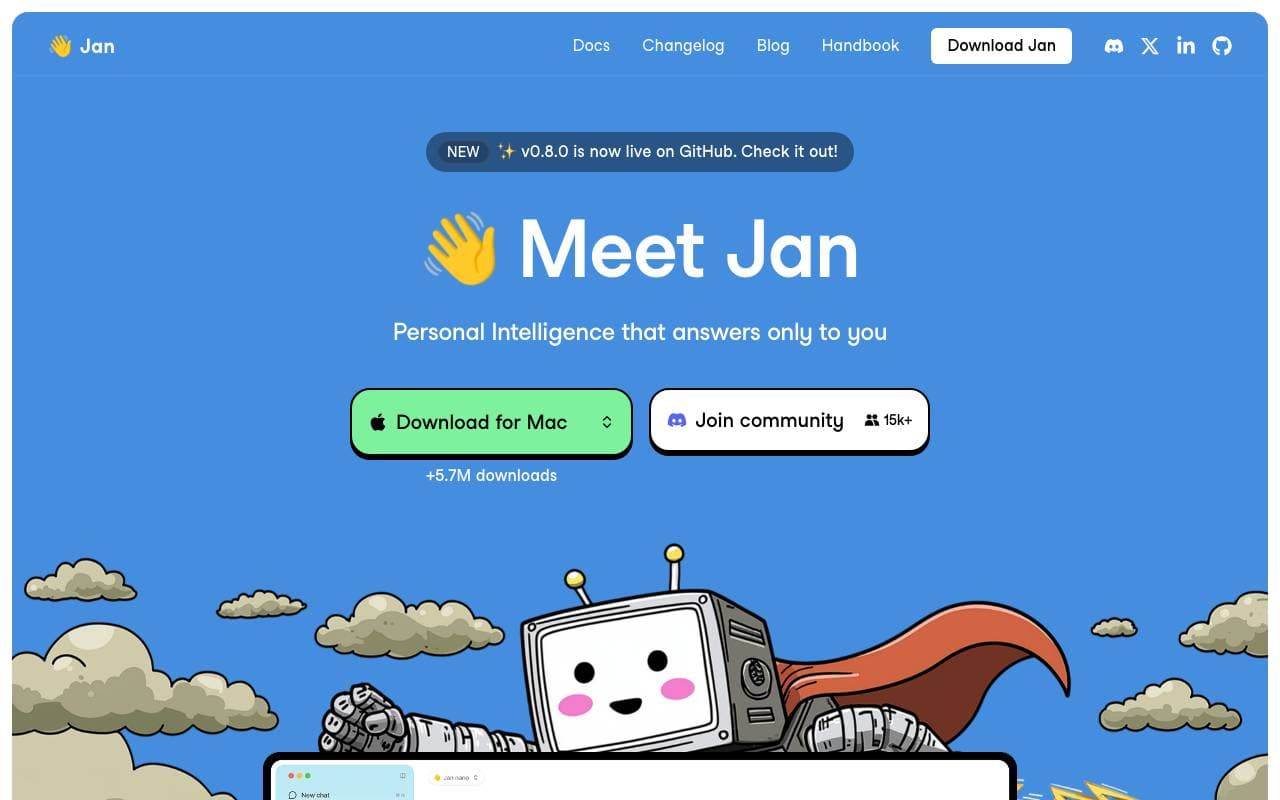 Jan AI interface preview