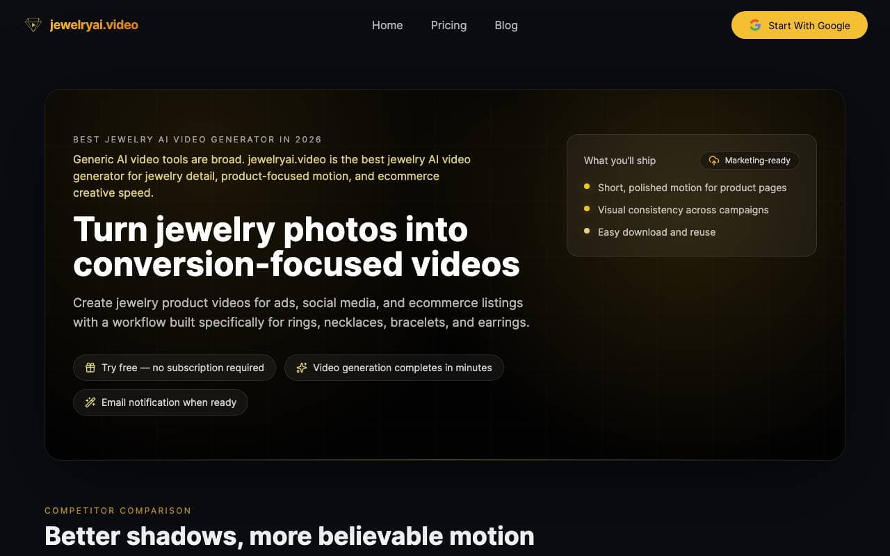 Jewelry AI Video interface preview