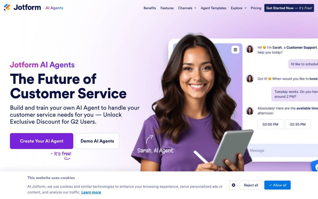 Jotform AI Agents interface preview