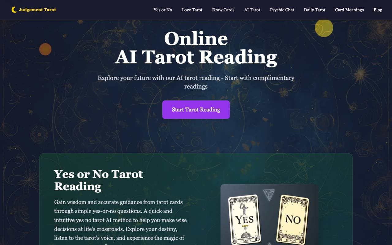 Judgement Tarot interface preview