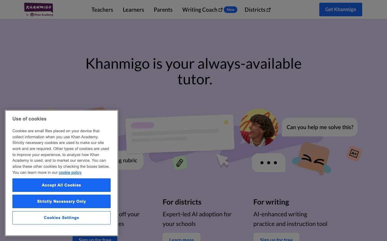 Khanmigo (Khan Academy) interface preview