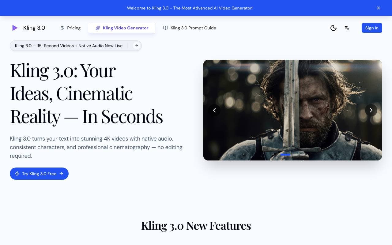 Kling 3.0 – AI Video Director interface preview