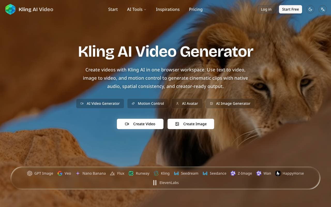 Kling AI Video Generator interface preview