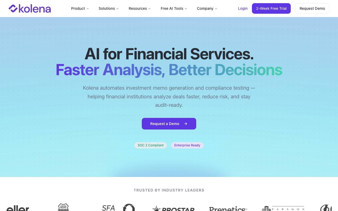 Kolena Finance AI interface preview