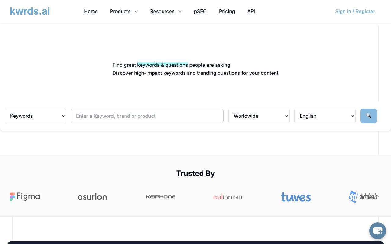 kwrds.ai interface preview
