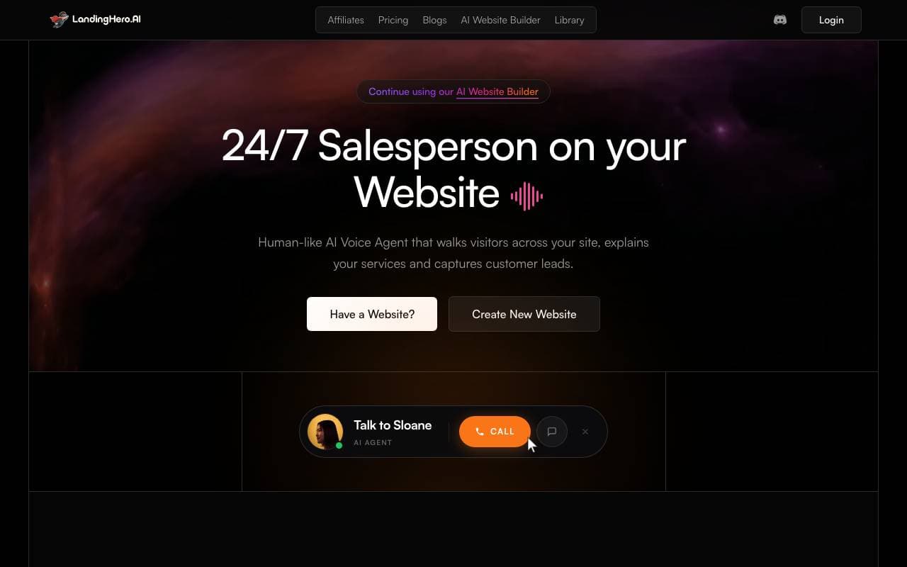 Landinghero.ai interface preview