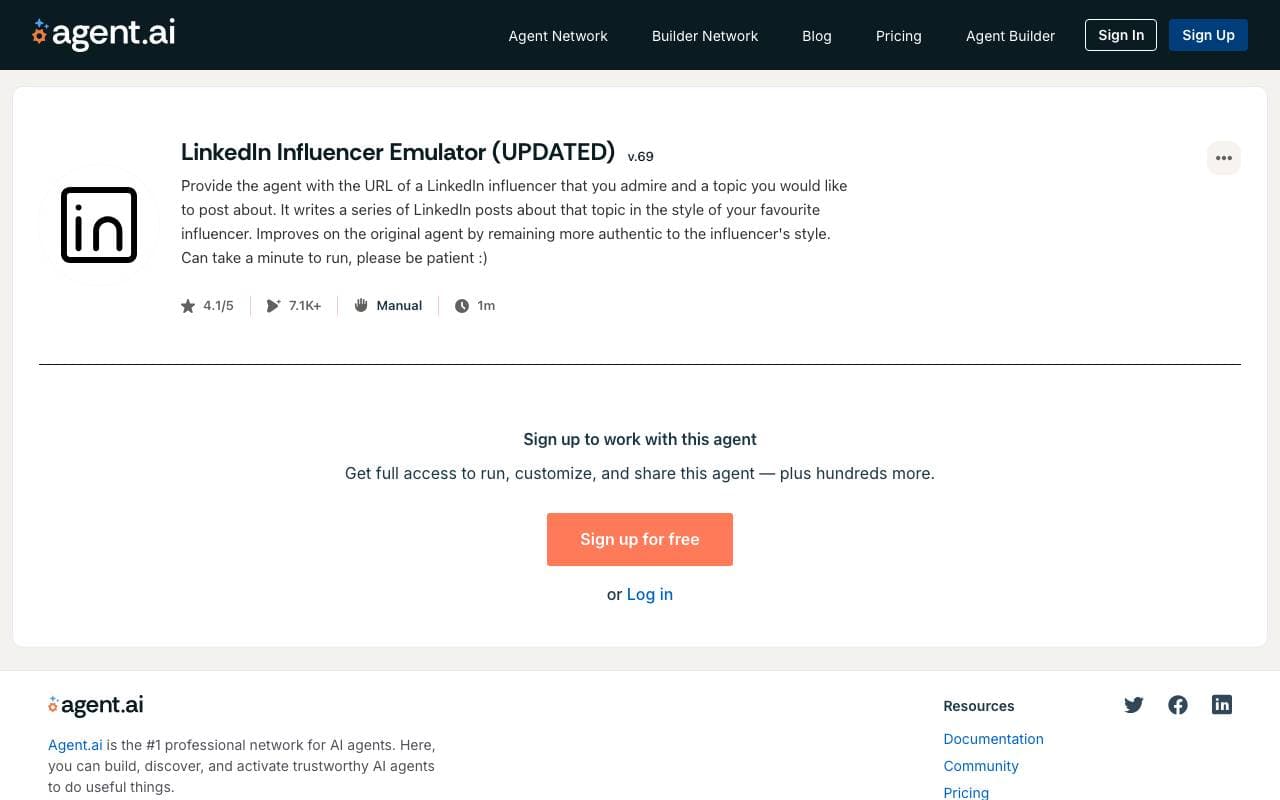 LinkedIn Influencer Emulator interface preview
