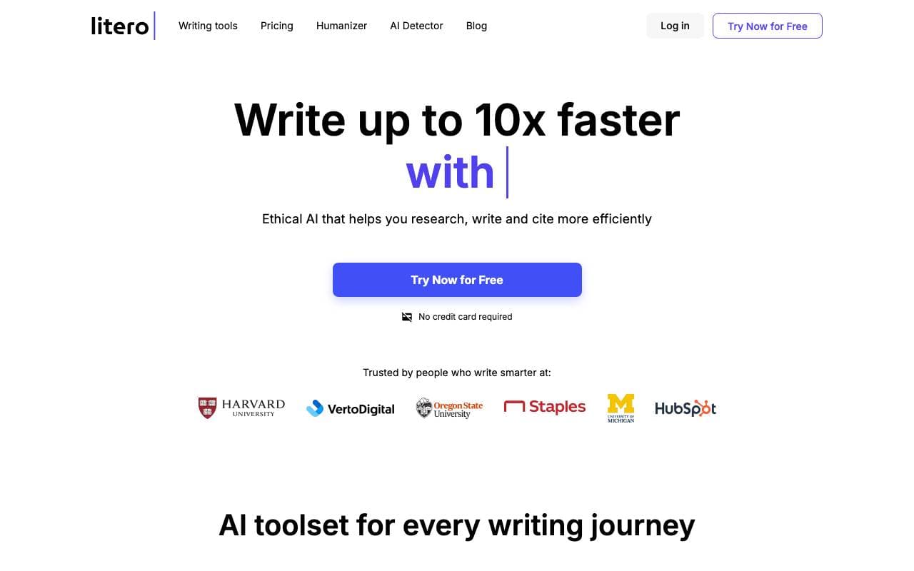 Litero AI interface preview