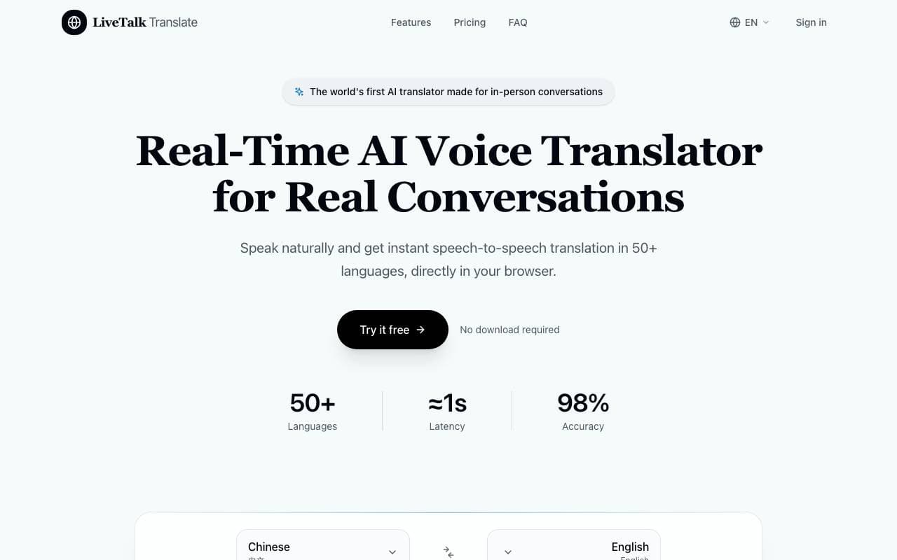 LiveTalk Translate interface preview