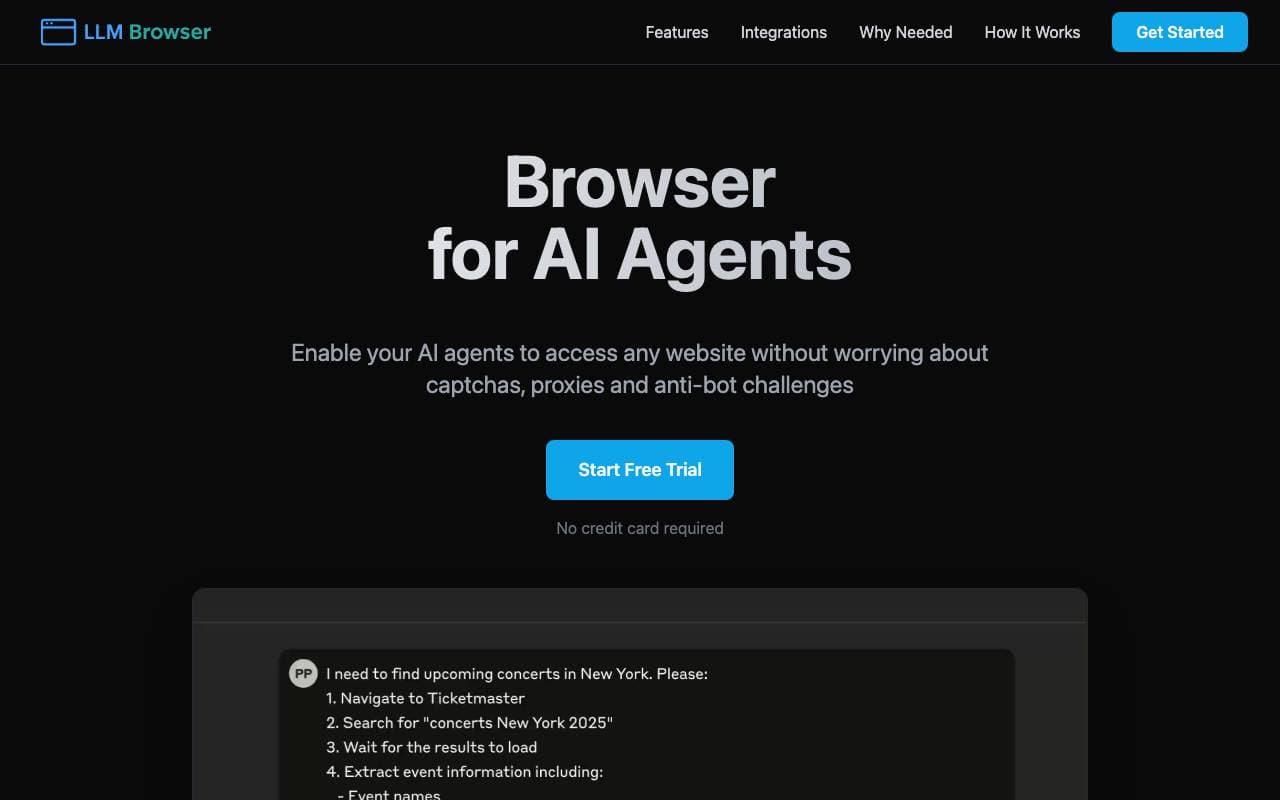 LLM Agentic Browser interface preview