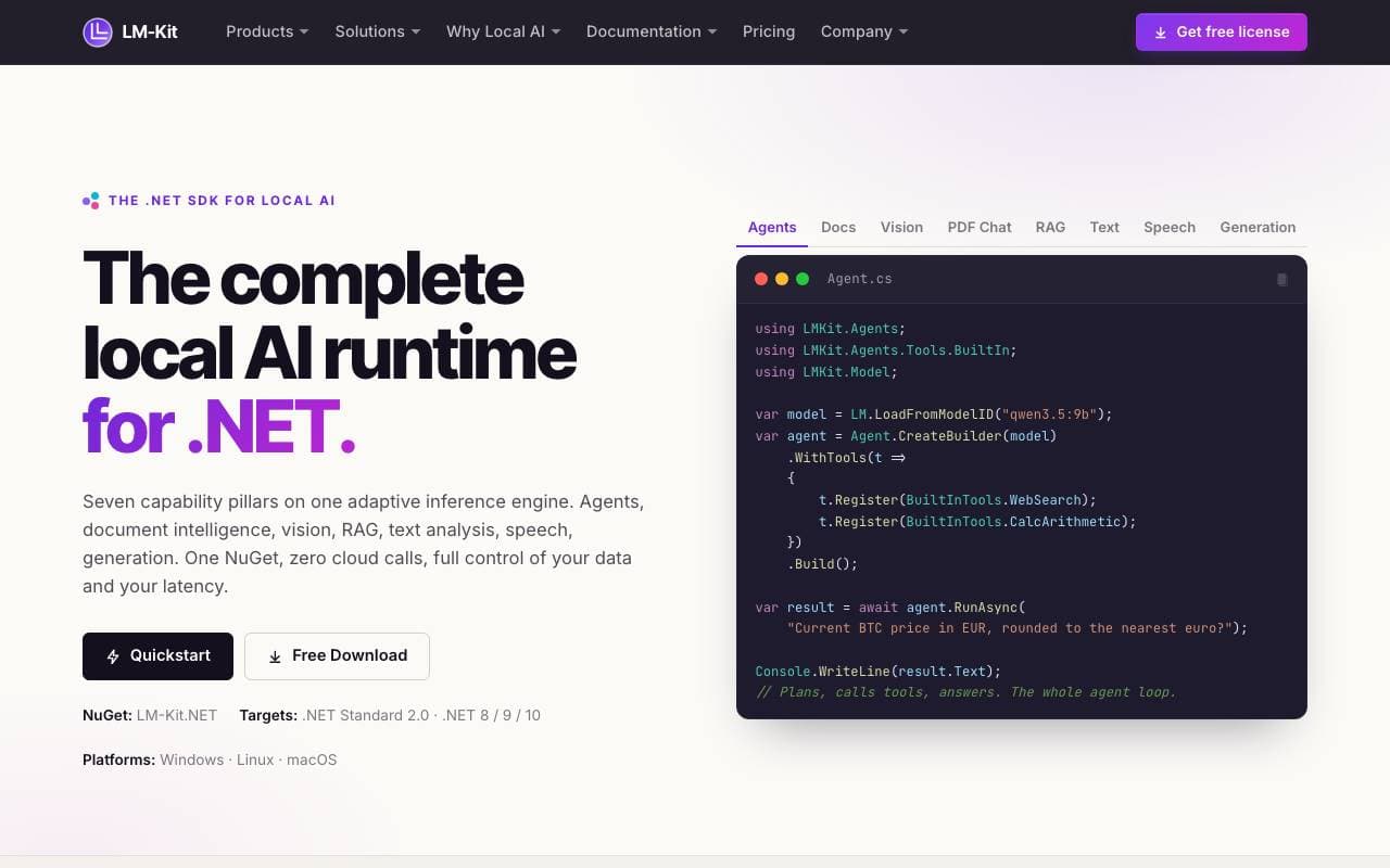 LM-Kit SDK interface preview