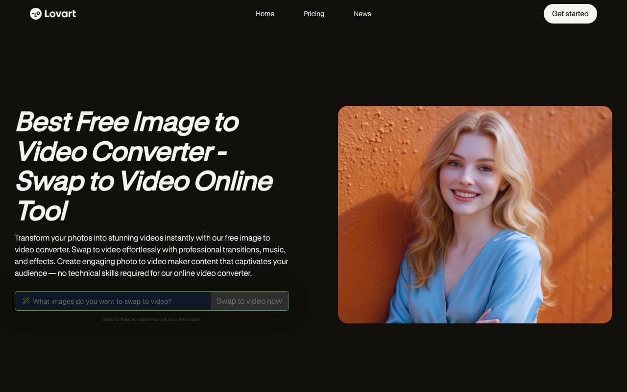 Lovart Al Image To Video Converter interface preview