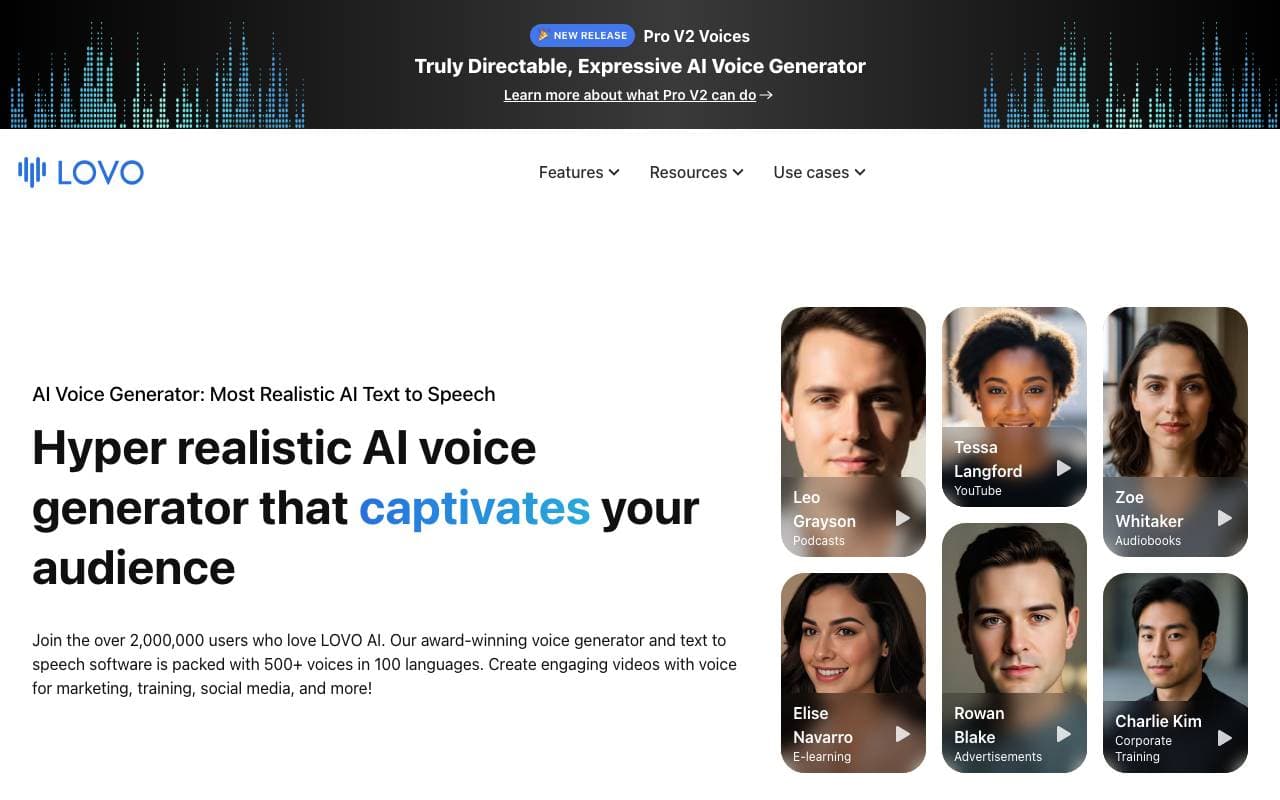 Lovo Ai interface preview
