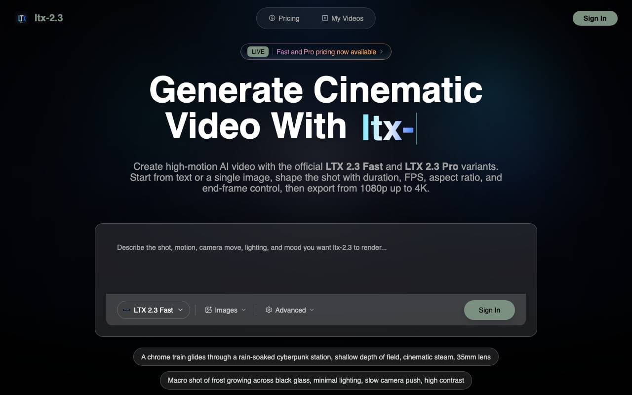 ltx-2.3 AI Video Generator interface preview