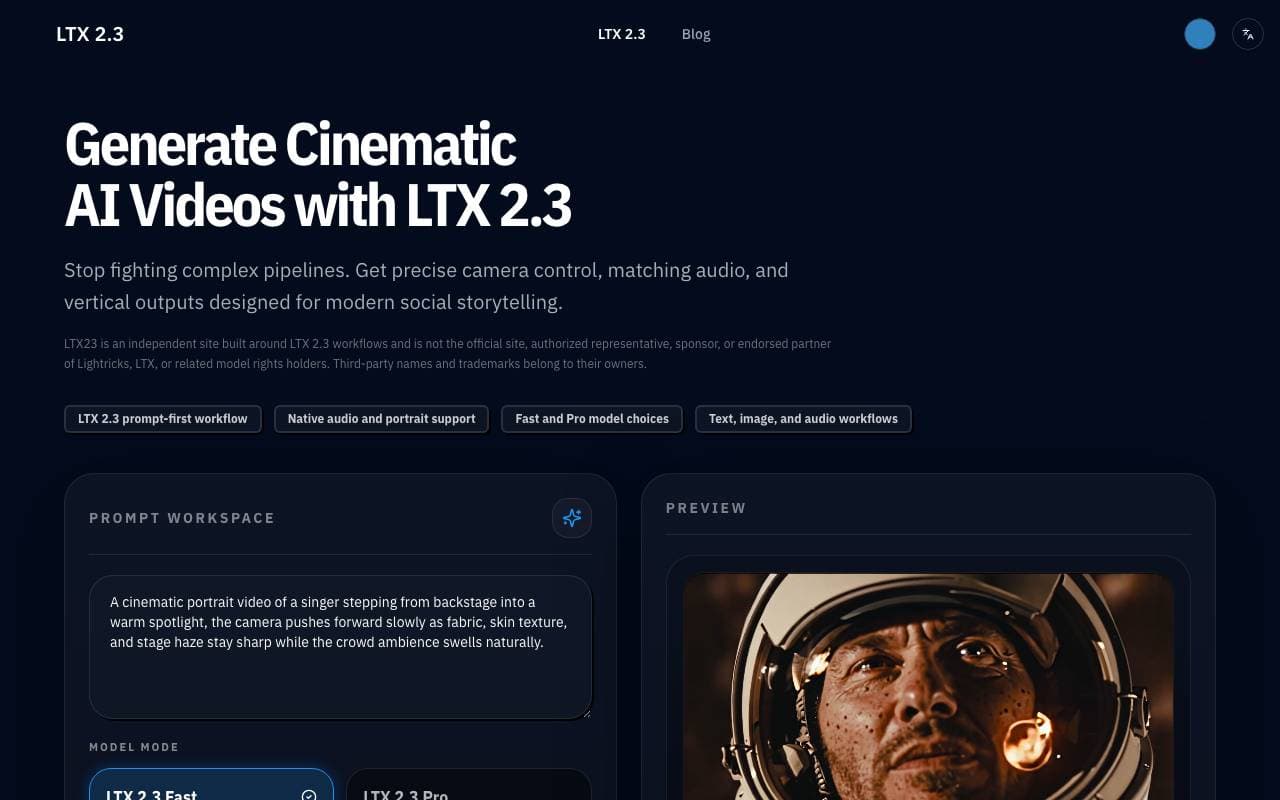 LTX 2.3 Video Generator interface preview