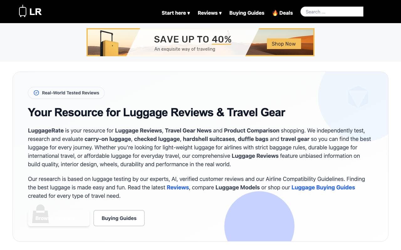 LuggageRate interface preview
