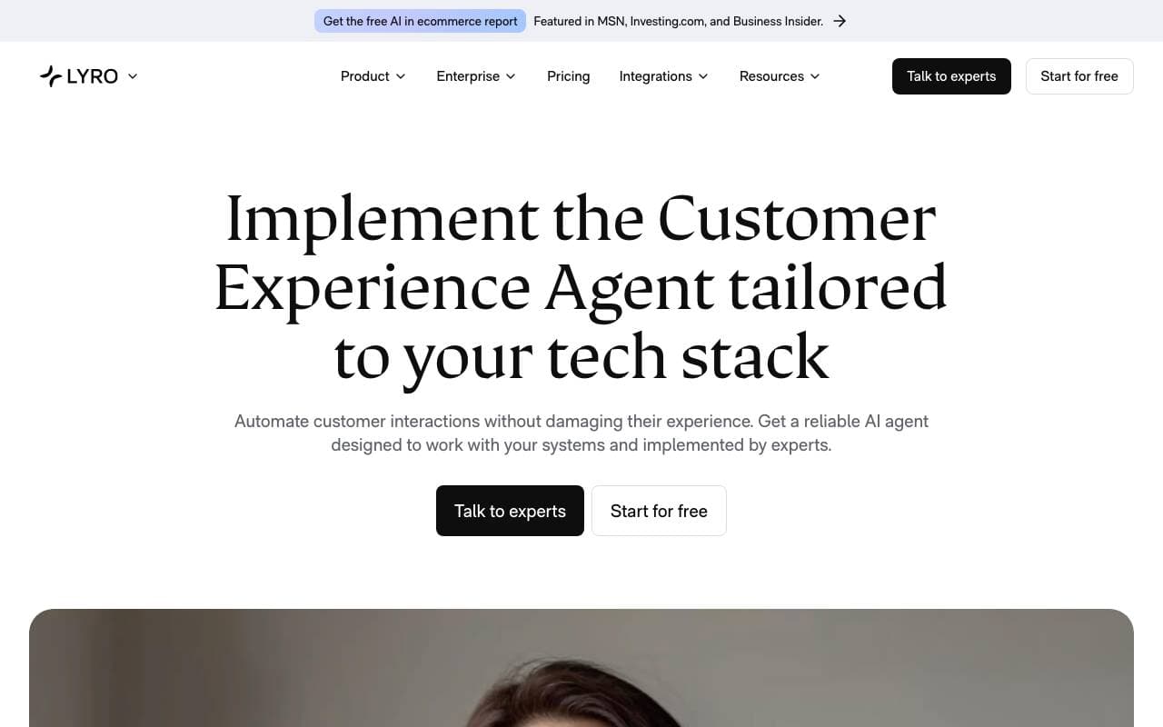 Lyro AI Customer Experience Agent interface preview