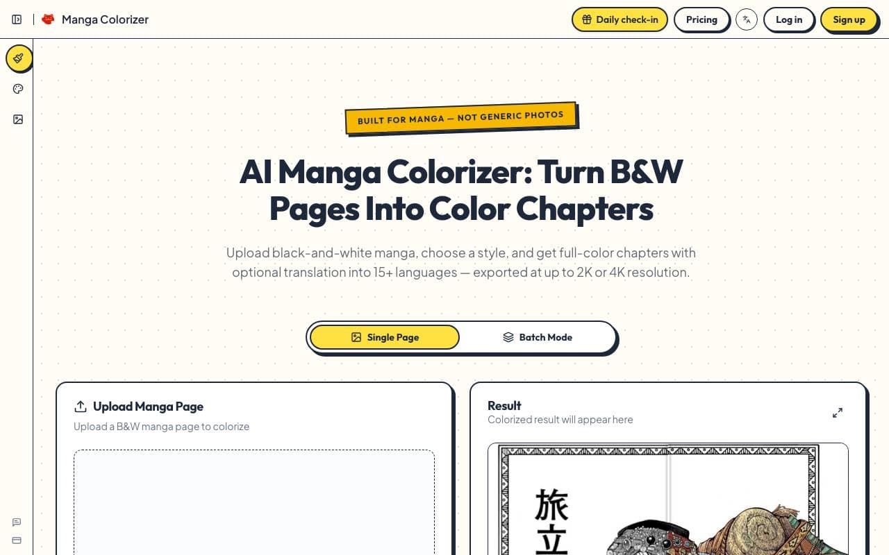 MangaColorizer interface preview