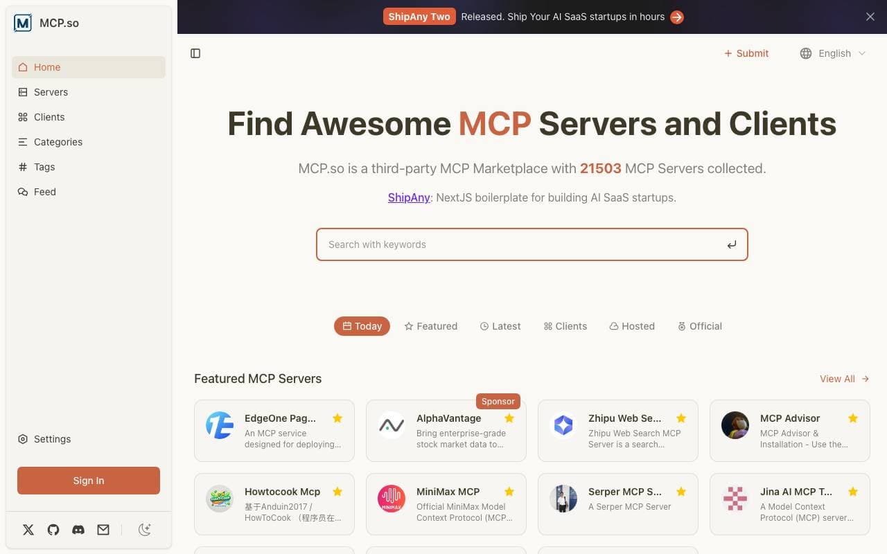 MCP.so interface preview