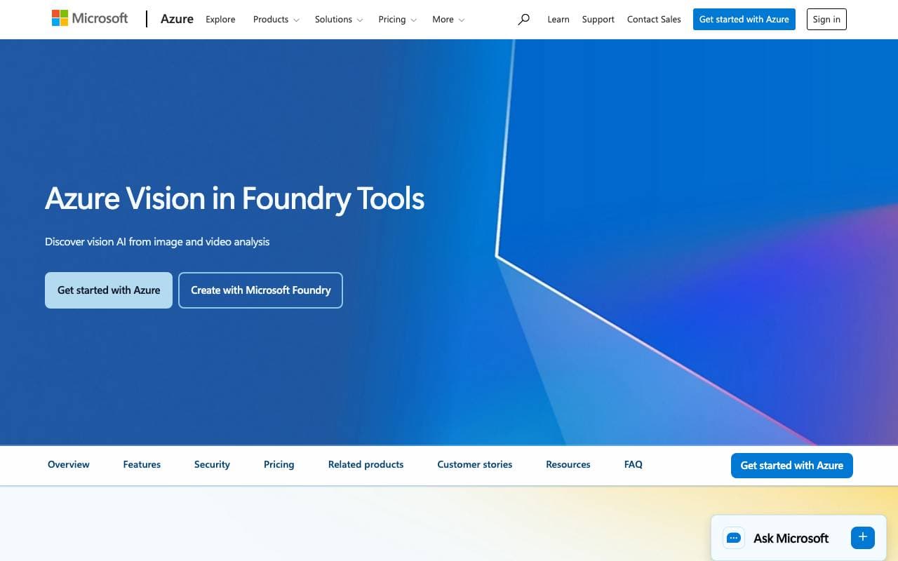 Microsoft Azure Computer Vision interface preview