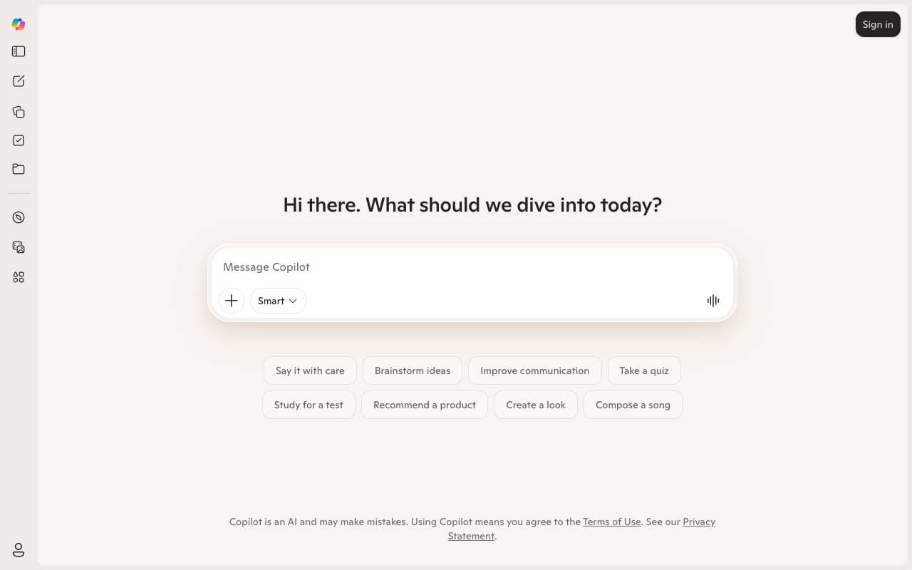 Microsoft Copilot interface preview