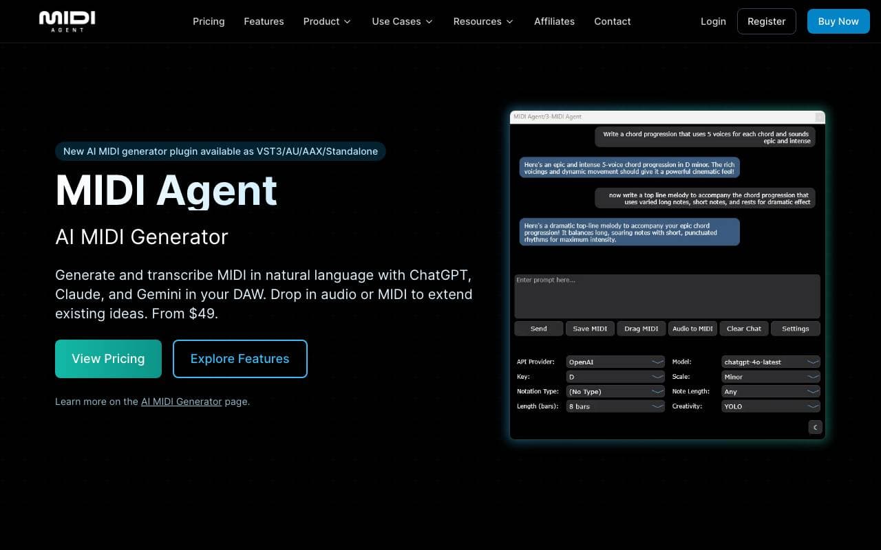 MIDI Agent interface preview
