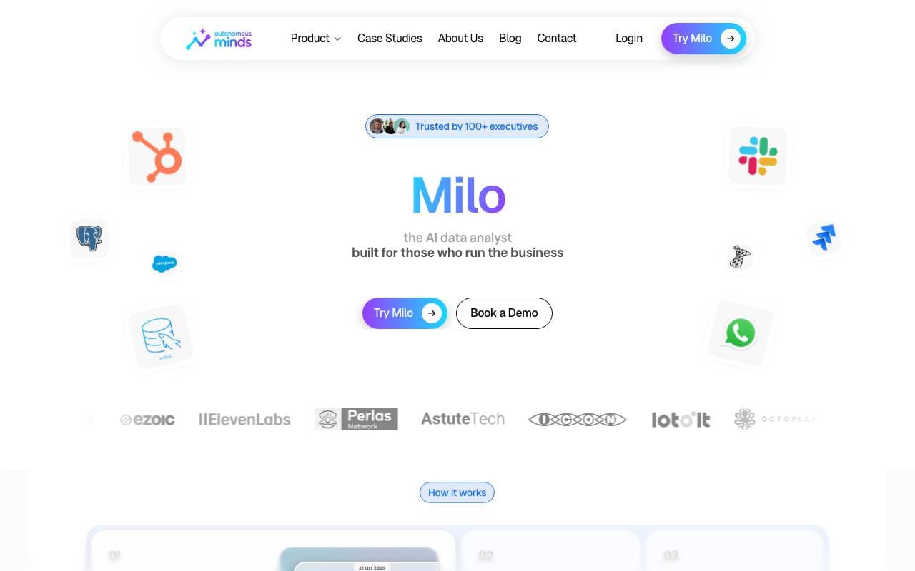 Milo - AI Data Analyst interface preview