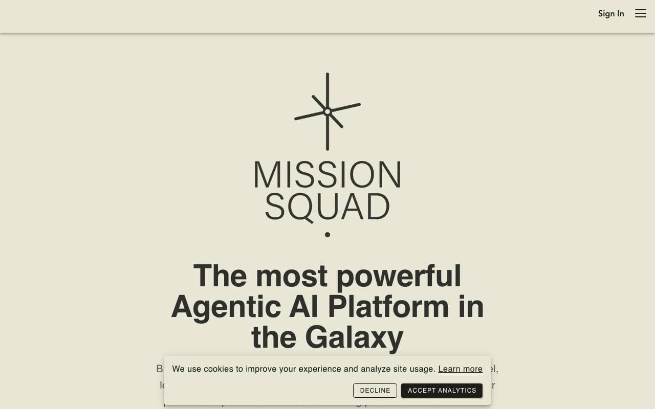 Mission Squad interface preview