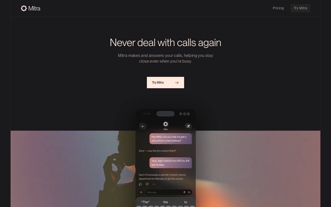 Mitra AI Phone Calling interface preview