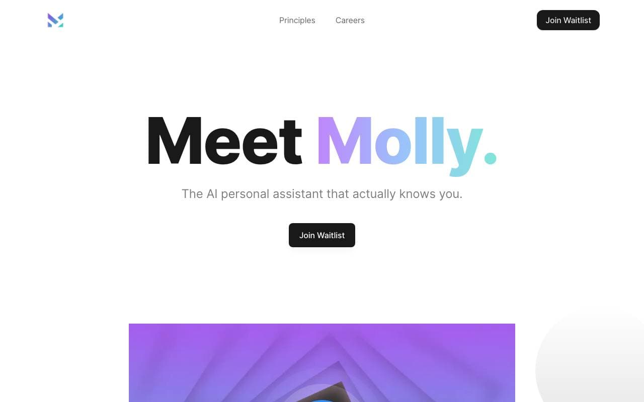 Molly Personal Assistant interface preview