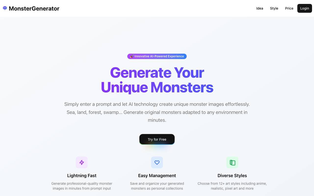 Monster Generator interface preview