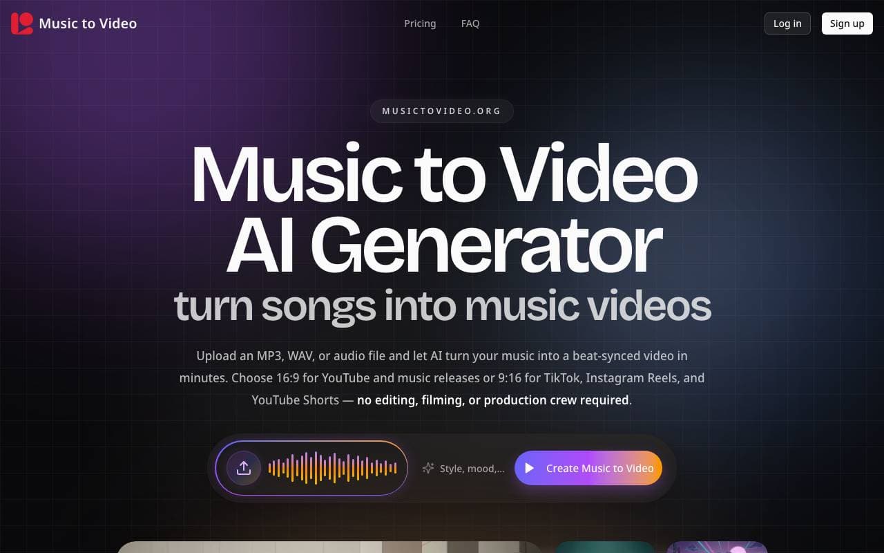 Music to Video interface preview