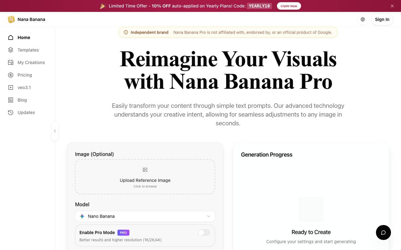 Nana Banana Pro AI Editor interface preview