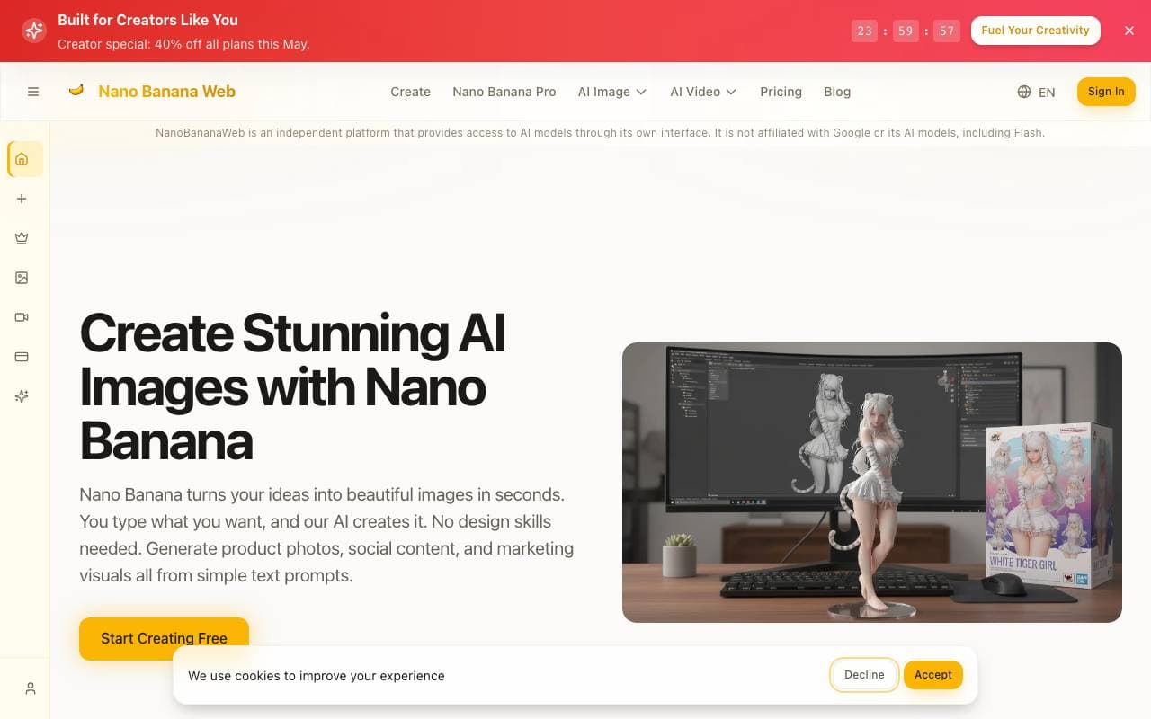 Nano Banana AI Image Generator interface preview