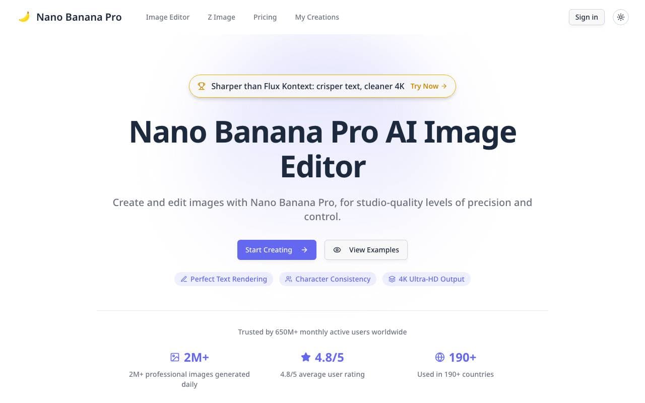 Nano Banana Pro - AI Image Editor interface preview