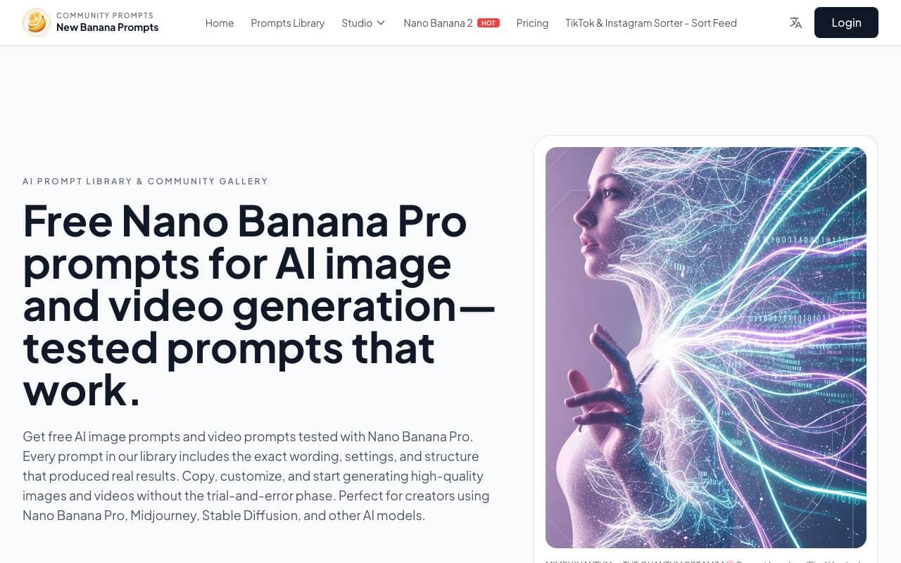 Nano Banana Pro Prompts interface preview