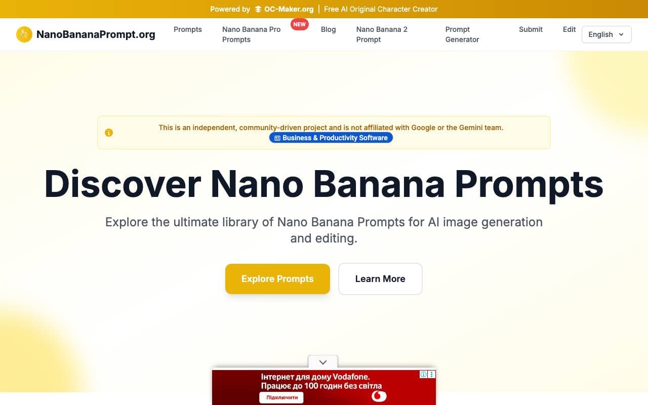 Nano Banana Prompt interface preview
