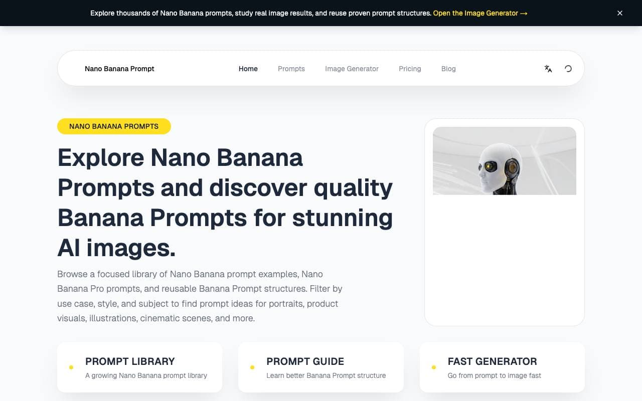 Nano Banana Prompts interface preview