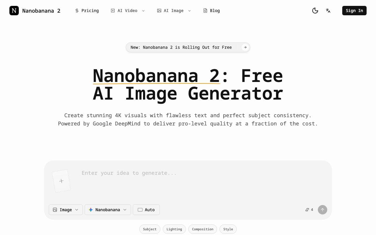 Nanobanana 2 interface preview