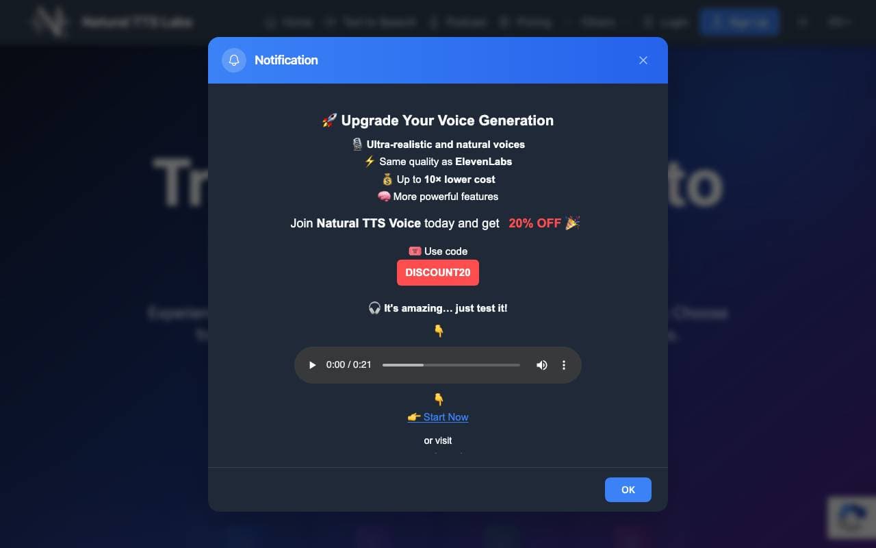 Natural TTS Labs interface preview