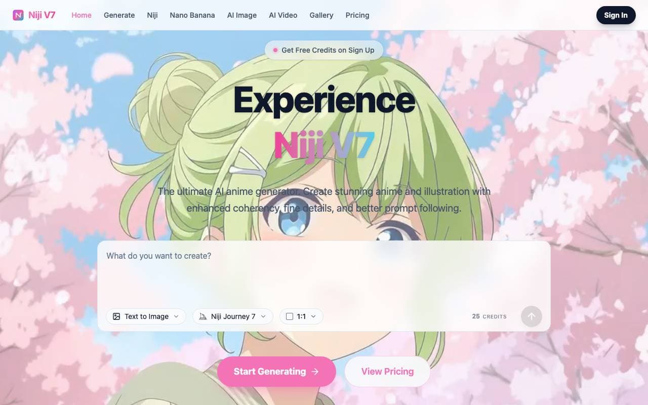 Niji V7 interface preview