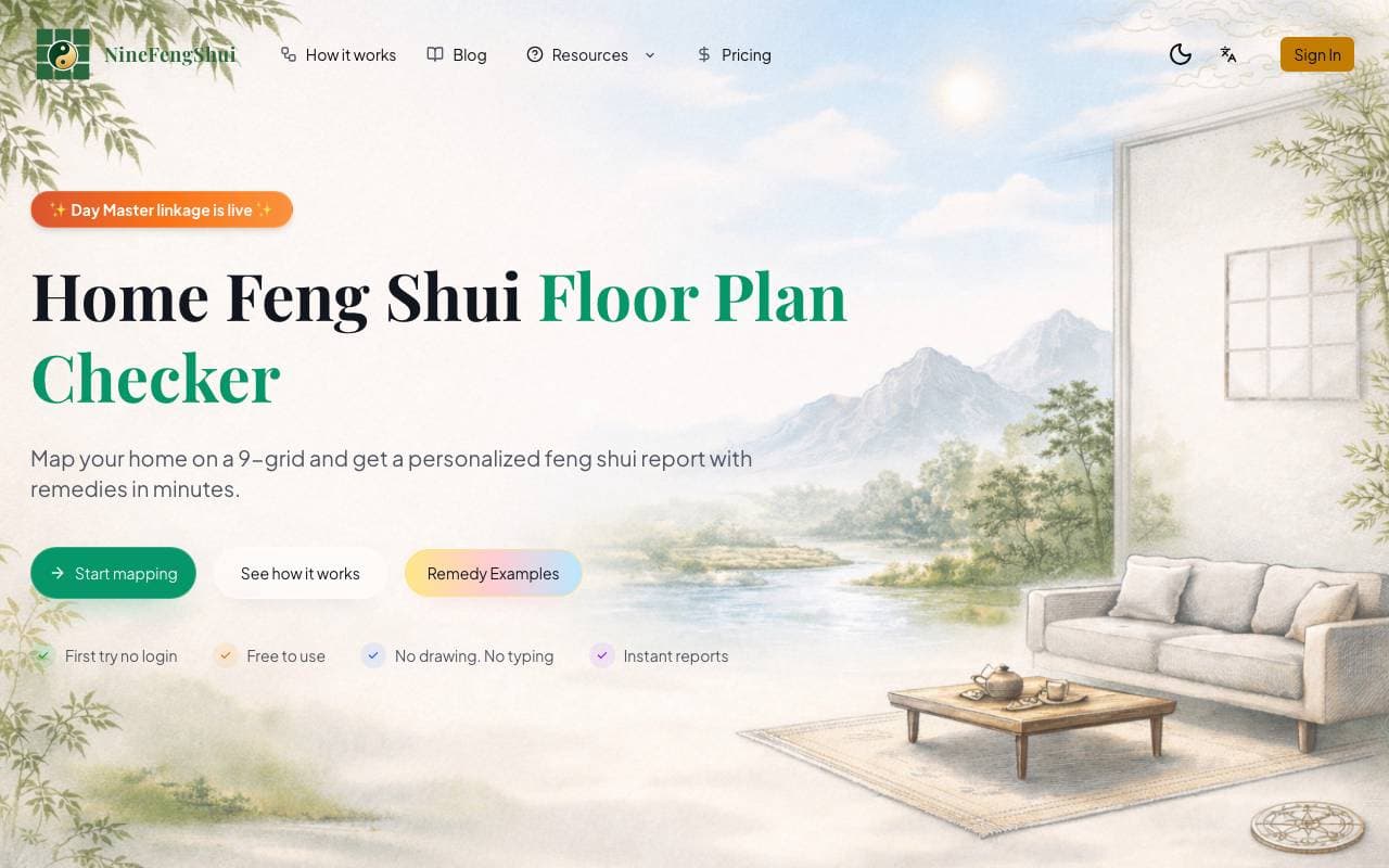 NineFengShui interface preview